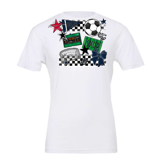 Cougars Checkers Soccer Spirit Design-Navy