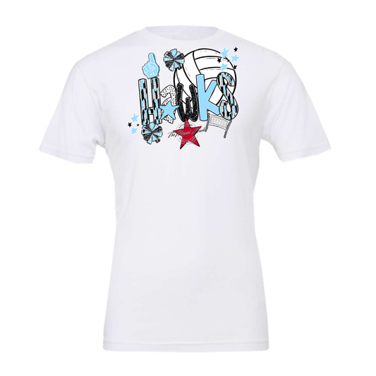 Hawks Volleyball Scrape-Carolina Blue