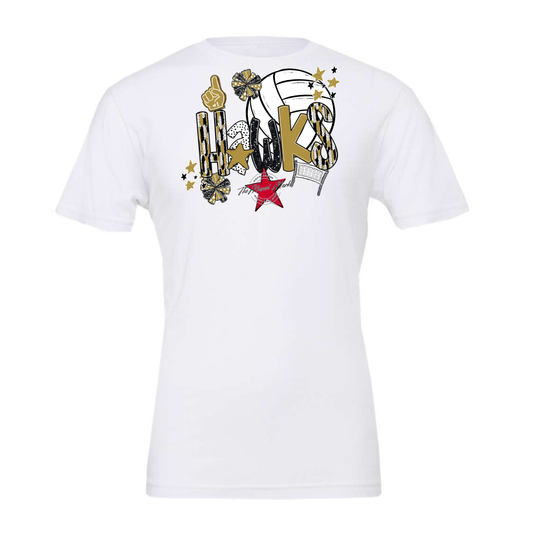 Hawks Volleyball Scrape-Gold