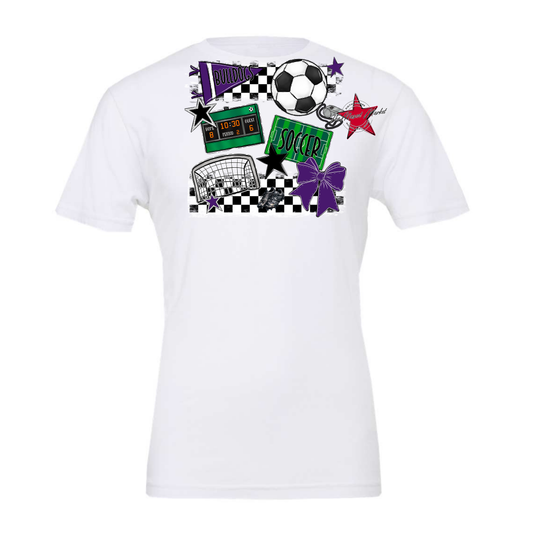 Bulldogs Checkers Soccer Spirit Design-Purple