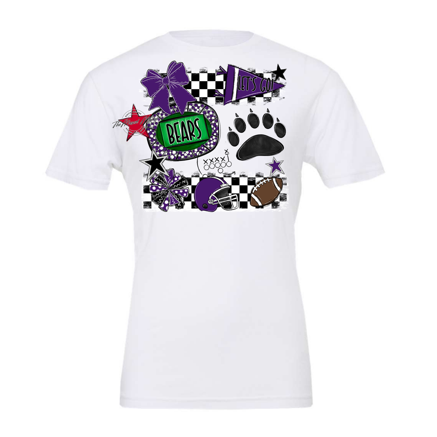 Bears Checker Spirit Design w Paw-Purple