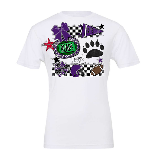 Bears Checker Spirit Design w Paw-Purple