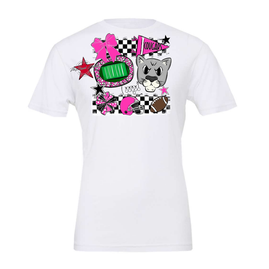 Cougars Checkers Mascot Spirit Design-Pink