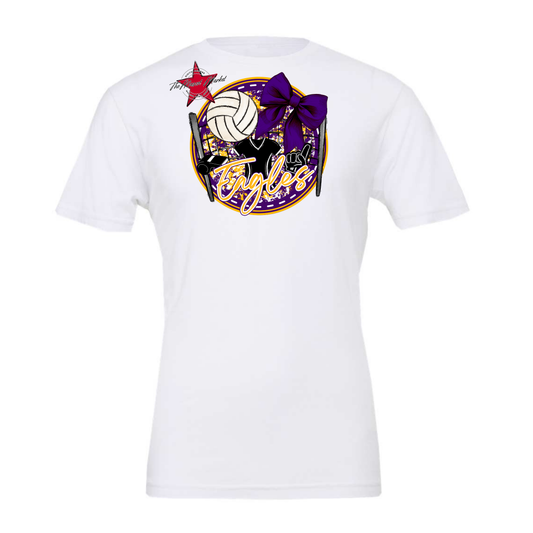 Eagles Circle Volleyball Design-Purple-Yellow
