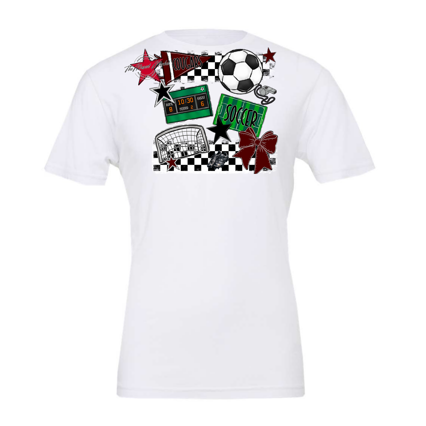 Cougars Checkers Soccer Spirit Design-Maroon