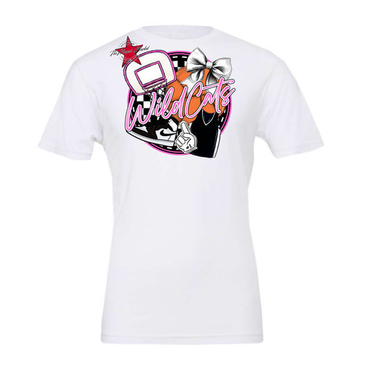 Wildcats Circle Basketball Design-Baby Pink