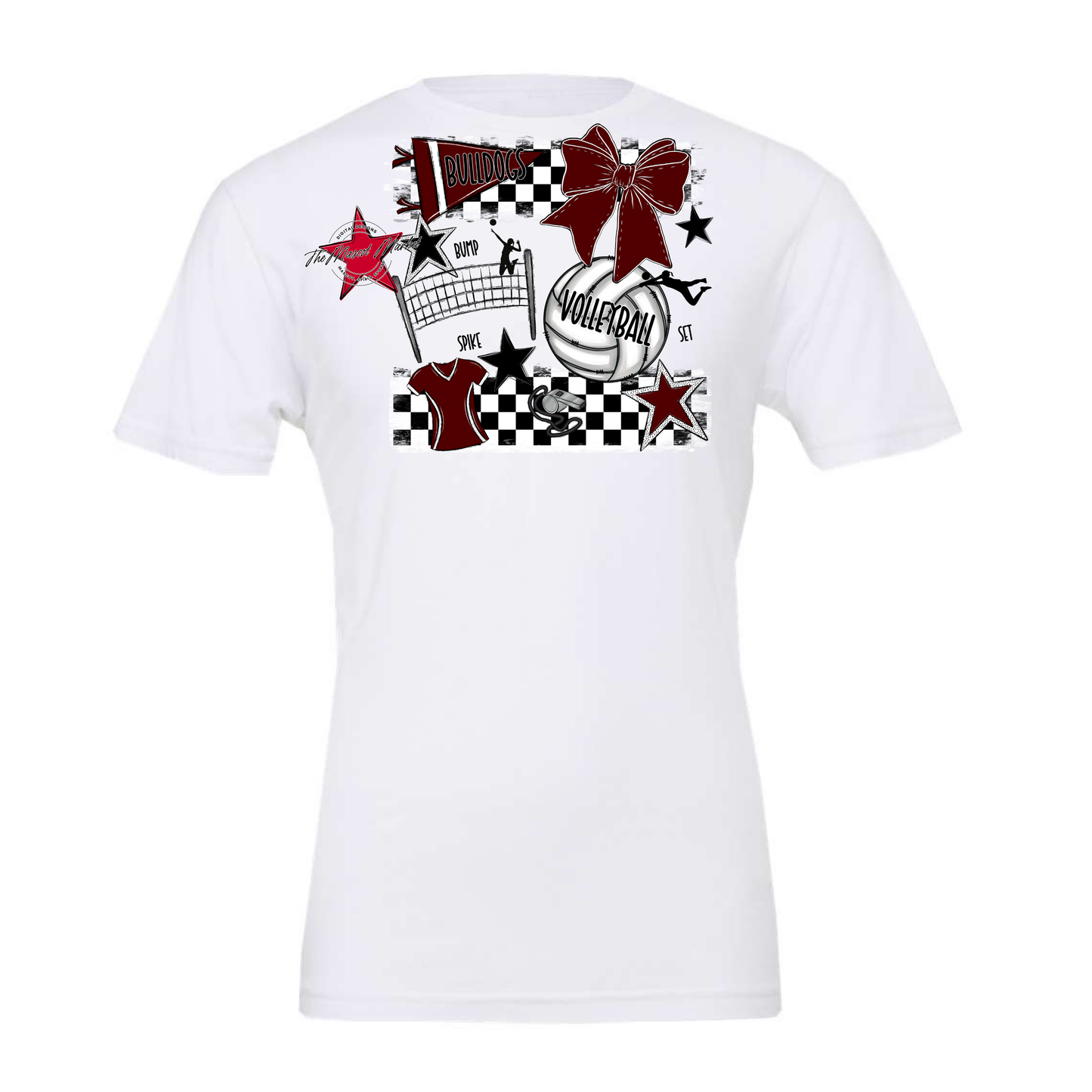 Bulldogs Checkers Volleyball Spirit Design-Maroon