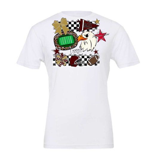 Eagles Checkers Mascot Spirit Design-Maroon-Gold