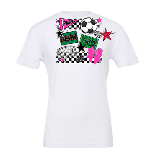 Bulldogs Checkers Soccer Spirit Design-Pink