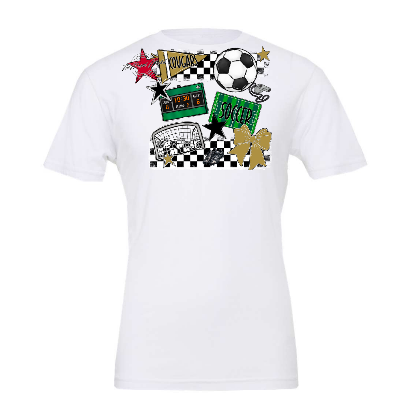 Cougars Checkers Soccer Spirit Design-Gold