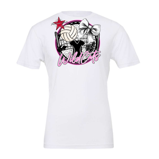 Wildcats Circle Volleyball Design-Baby Pink