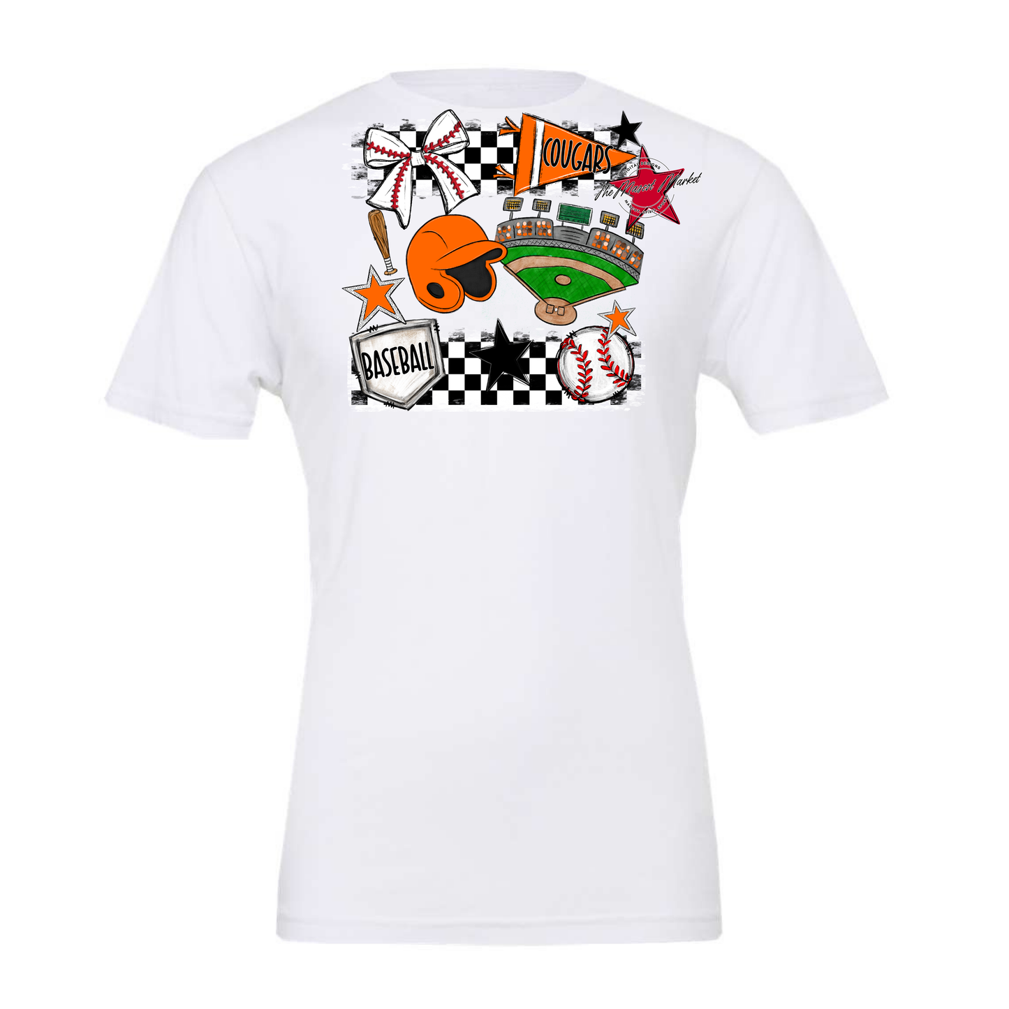 Cougars Checkers Baseball Spirit Design-Orange