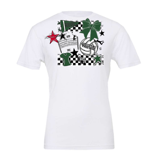 Bulldogs Checkers Volleyball Spirit Design-Green