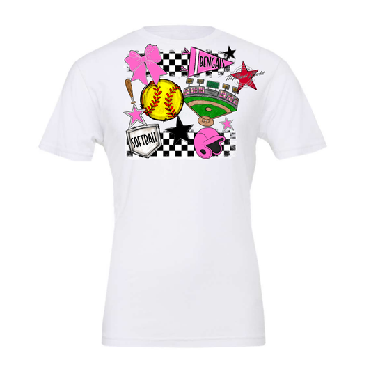 Bengals Circle Softball Design-Baby Pink