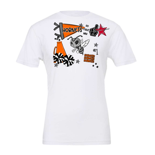 Hornets Mixed Mascot Spirit Design-Orange