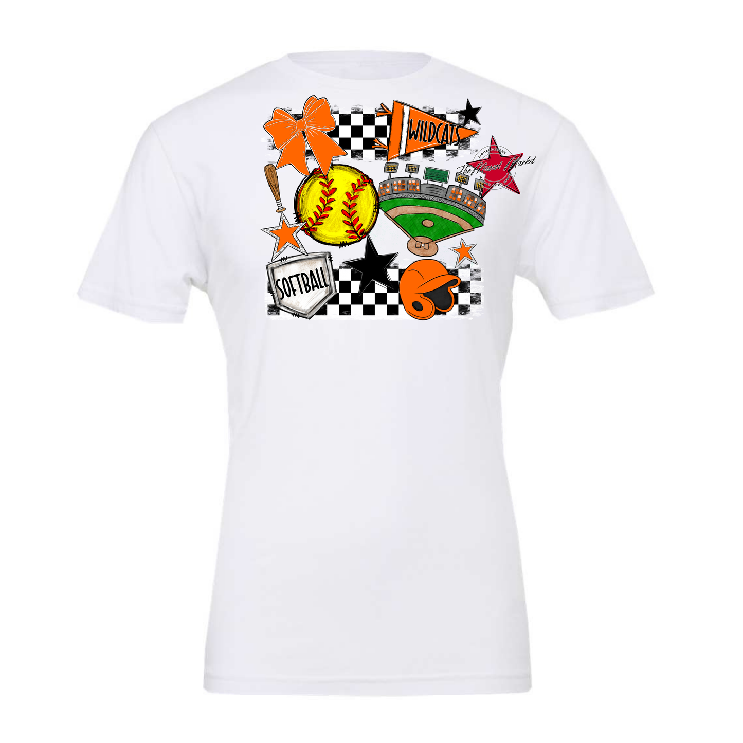 Wildcats Checkers Softball Spirit Design-Orange