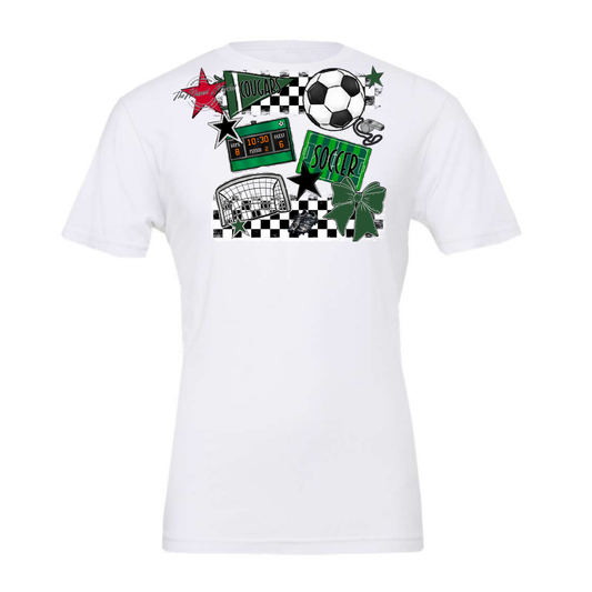 Cougars Checkers Soccer Spirit Design-Green