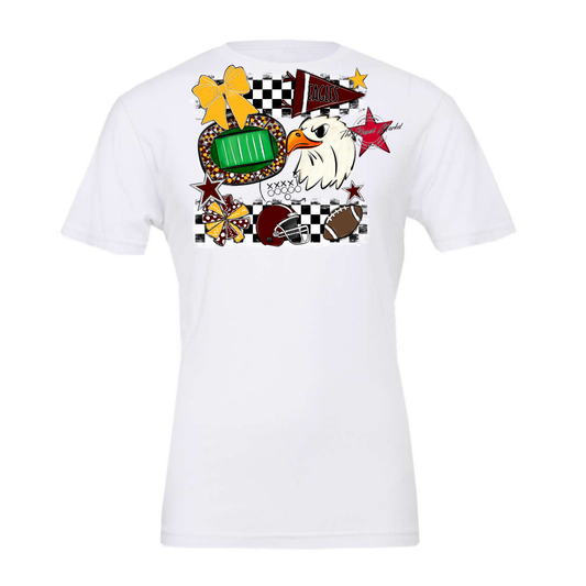 Eagles Checkers Mascot Spirit Design-Maroon-Yellow