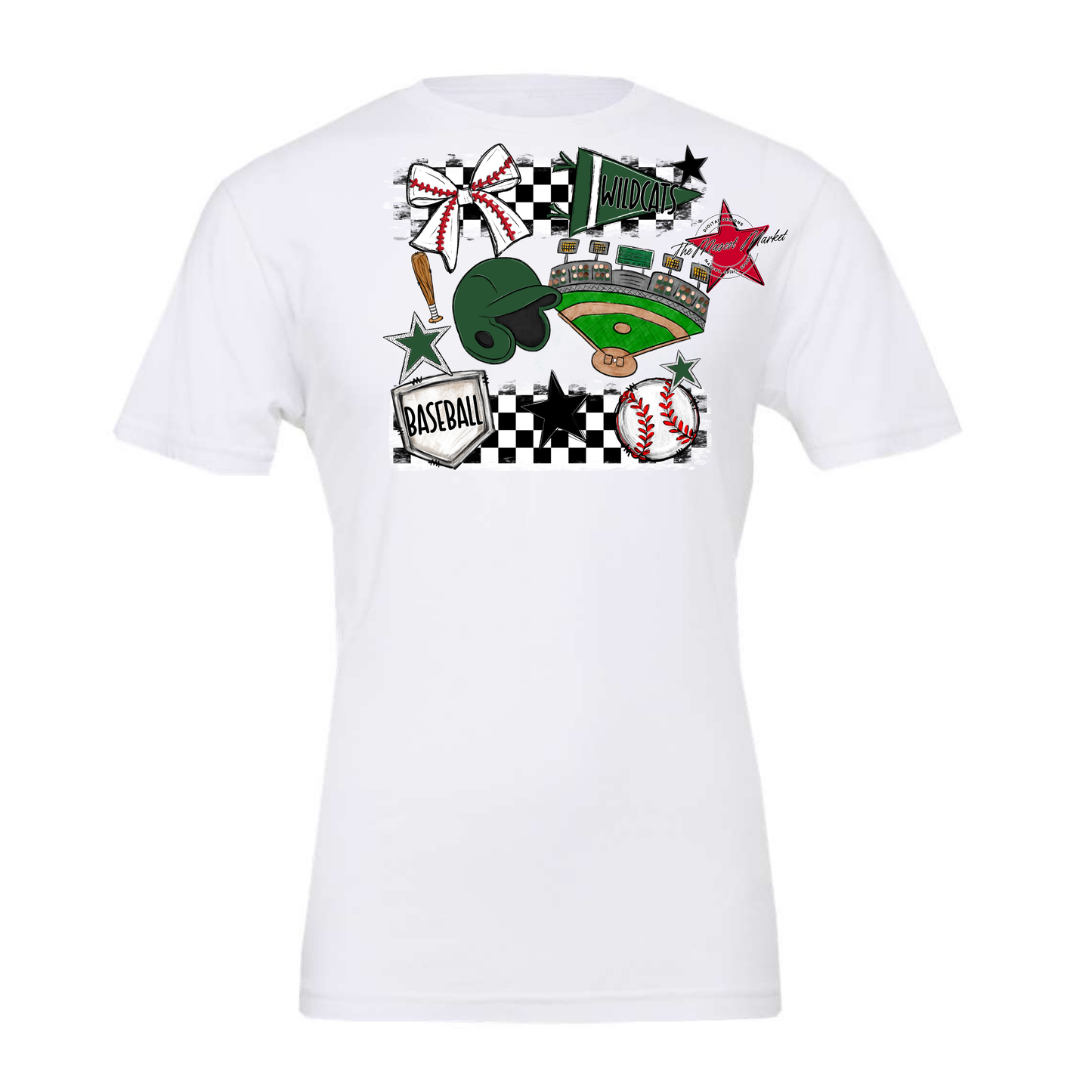 Wildcats Checkers Baseball Spirit Design-Green