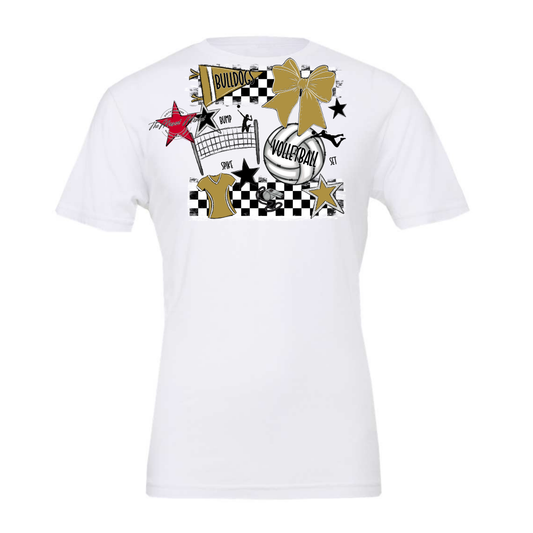 Bulldogs Checkers Volleyball Spirit Design-Gold