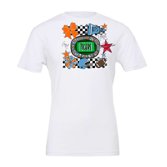 Tigers Checkers Spirit Design-Carolina Blue-Orange