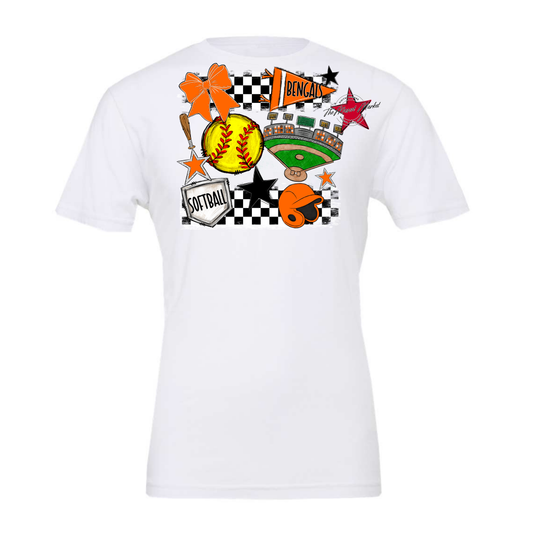 Bengals Softball Checkers Design-Orange