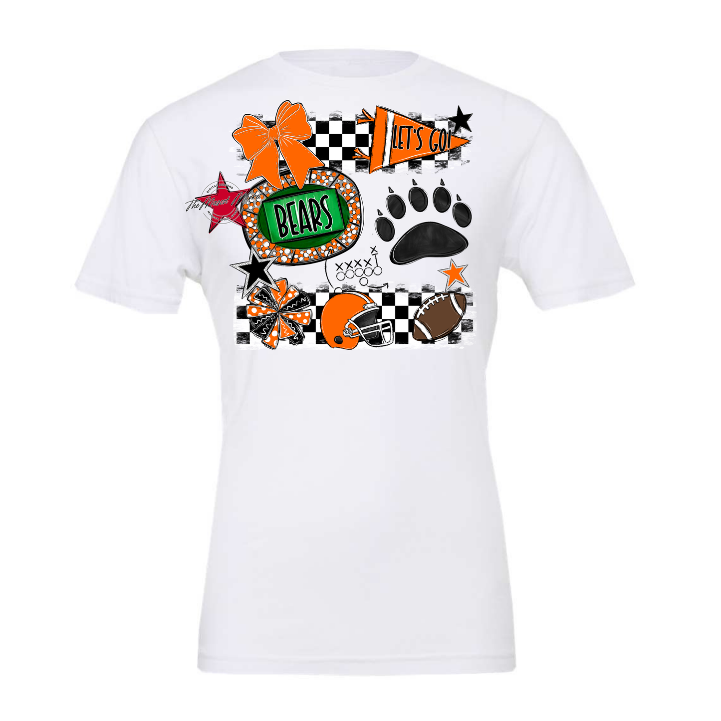 Bears Checker Spirit Design w Paw-Orange