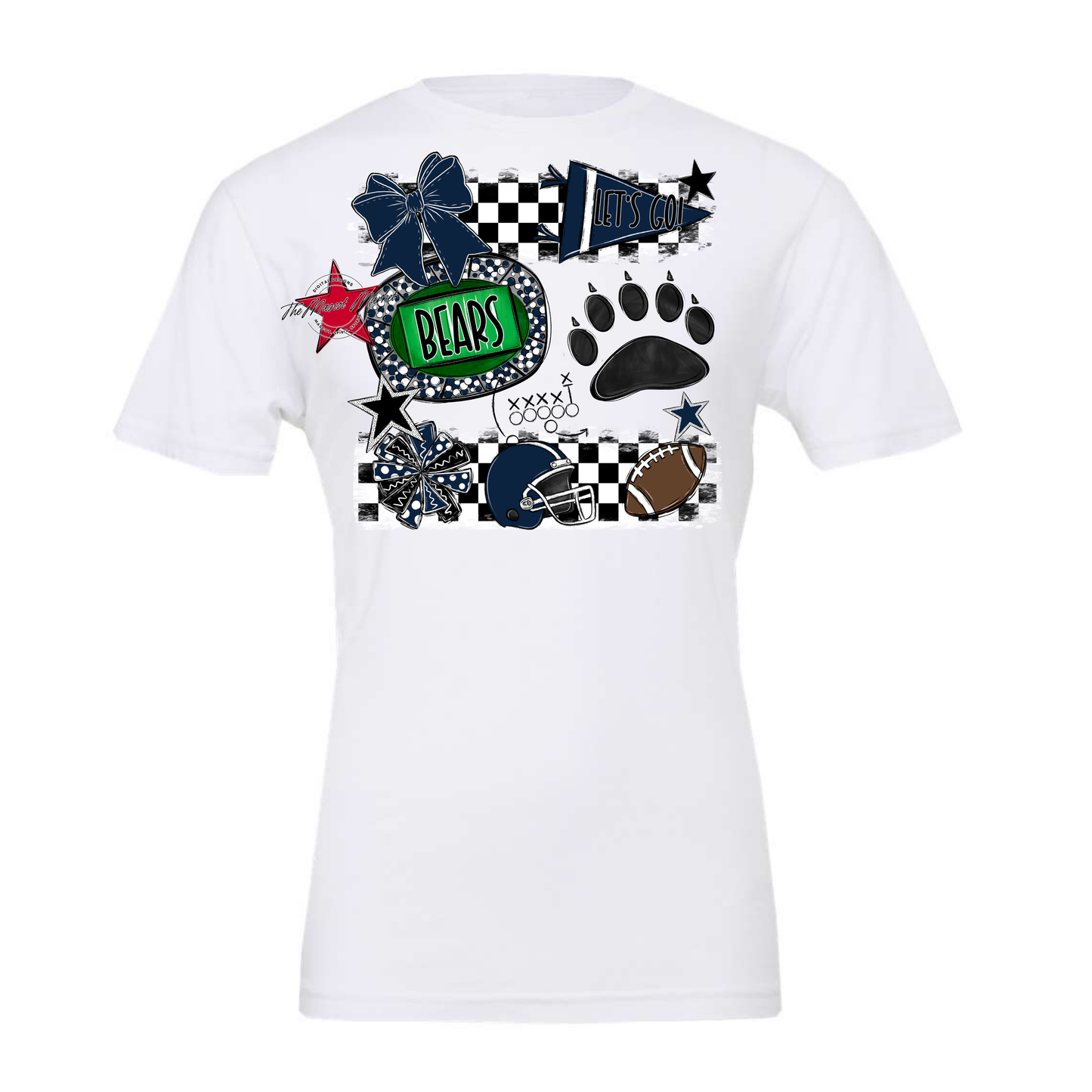 Bears Checker Spirit Design w Paw-Navy