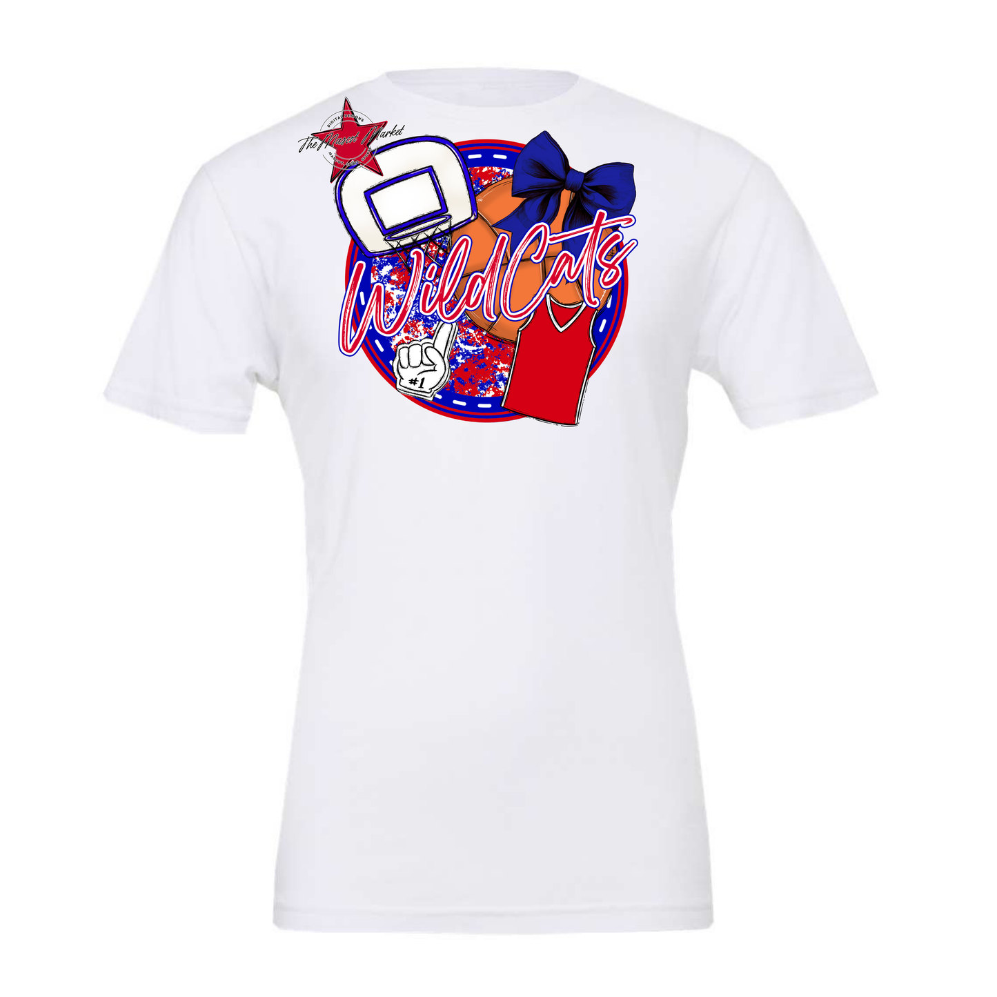 Wildcats Circle Basketball Design-Blue-Red