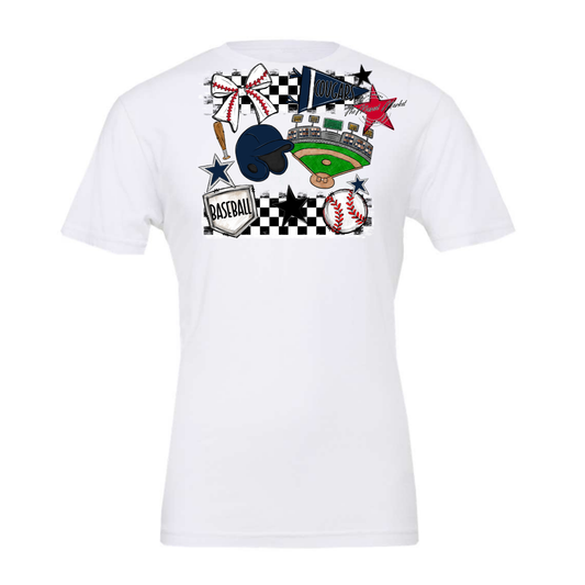 Cougars Checkers Baseball Spirit Design-Navy