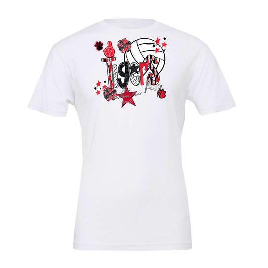 Tigers Volleyball Scrape-Bright Red