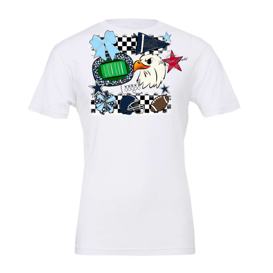 Eagles Checkers Mascot Spirit Design-Navy-Columbia Blue
