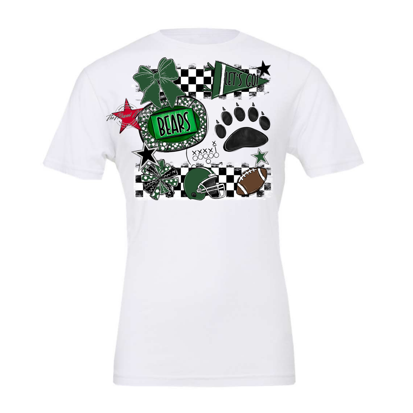 Bears Checker Spirit Design w Paw-Green