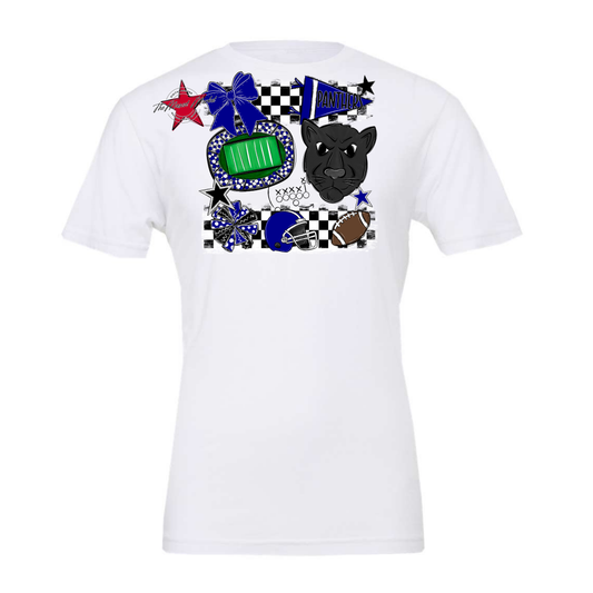 Panthers Checkers Mascot Spirit Design-Blue