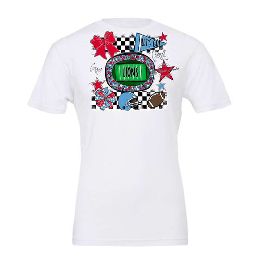 Lions Checkers Spirit Design-Carolina Blue-Red