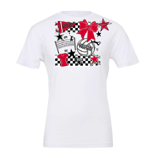 Wildcats Checkers Volleyball Spirit Design-Red