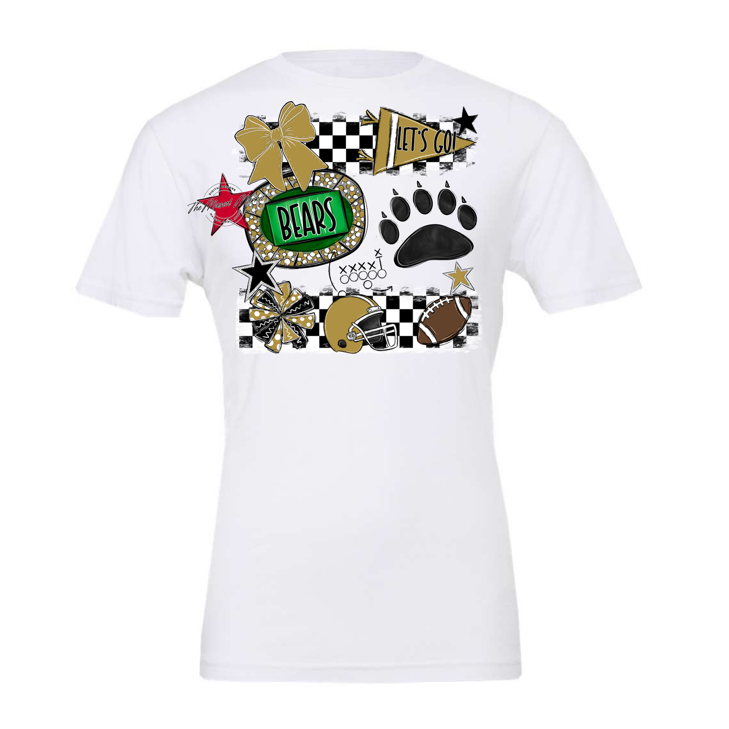 Bears Checker Spirit Design w Paw-Gold