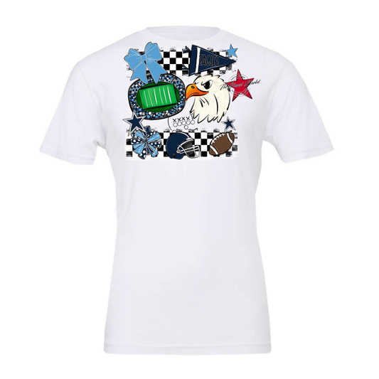 Eagles Checkers Mascot Spirit Design-Navy-Carolina Blue