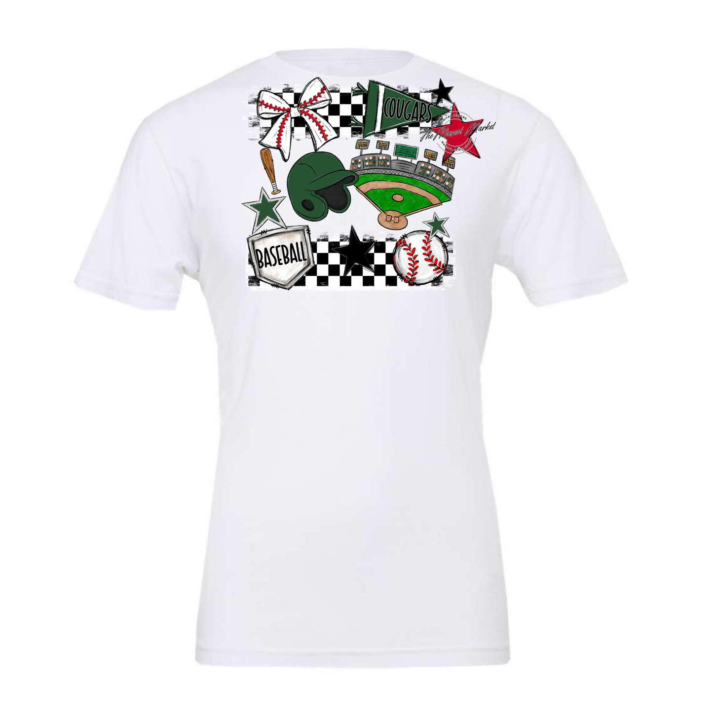 Cougars Checkers Baseball Spirit Design-Green
