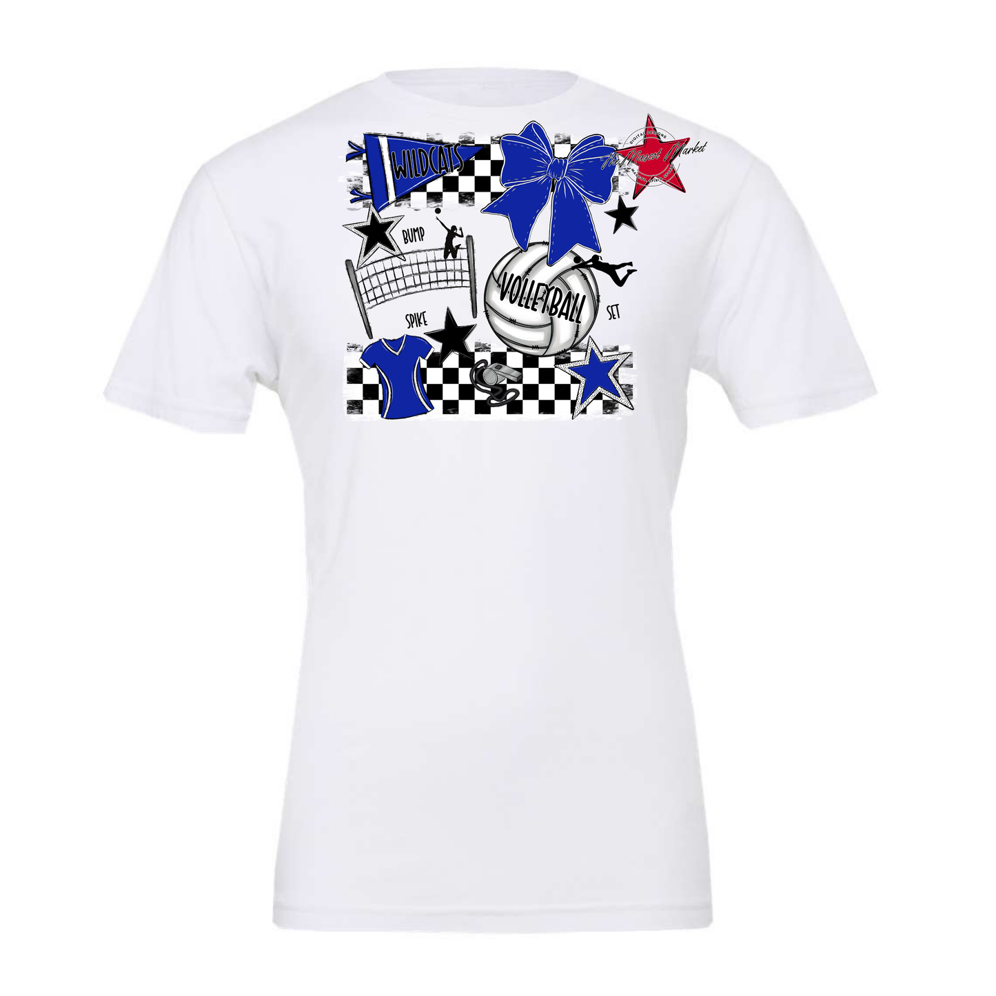 Wildcats Checkers Volleyball Spirit Design-Royal Blue