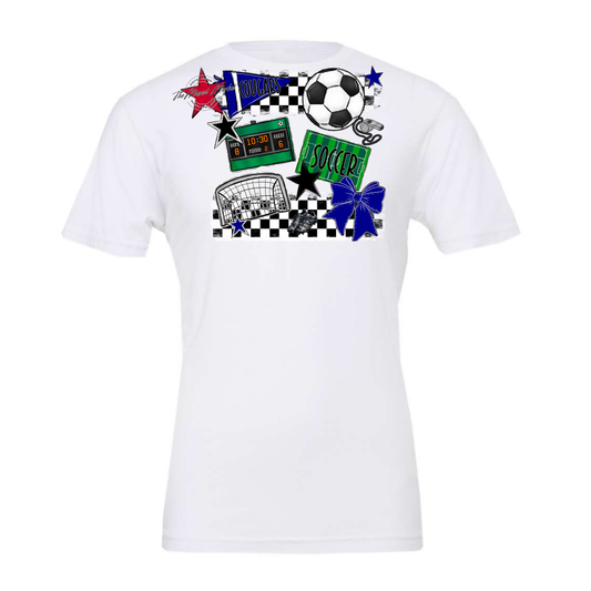 Cougars Checkers Soccer Spirit Design-Blue
