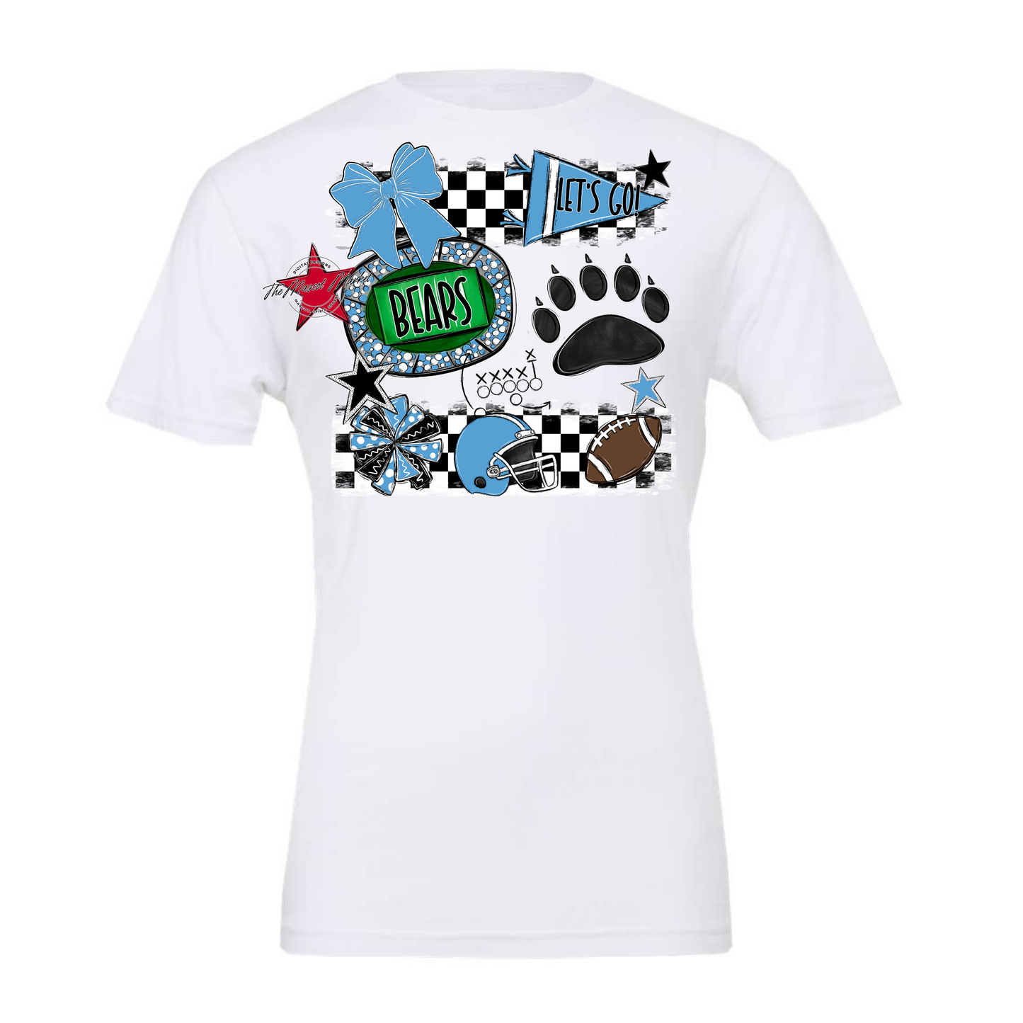 Bears Checker Spirit Design w Paw-Carolina Blue