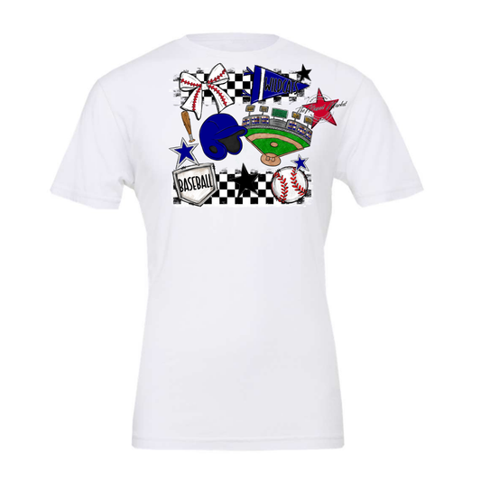 Wildcats Checkers Baseball Spirit Design-Blue