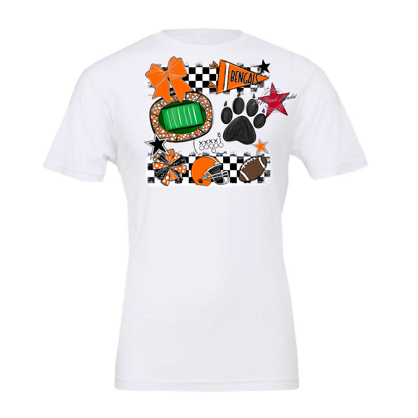 Bengals Checkers Mascot Spirit Design-Orange