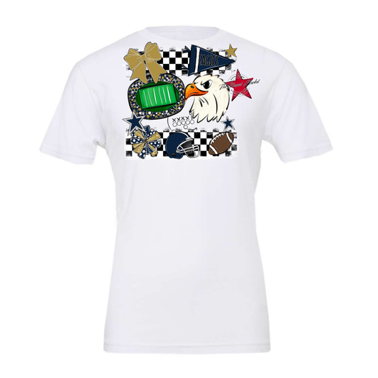 Eagles Checkers Mascot Spirit Design-Navy-Gold