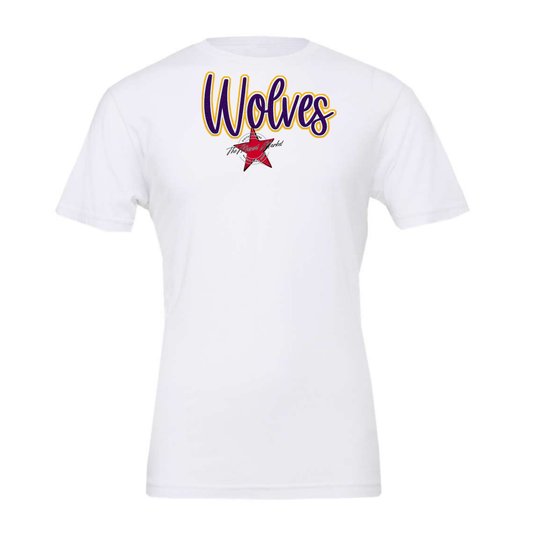 Wolves Faux Chenille Patch-Purple-Yellow