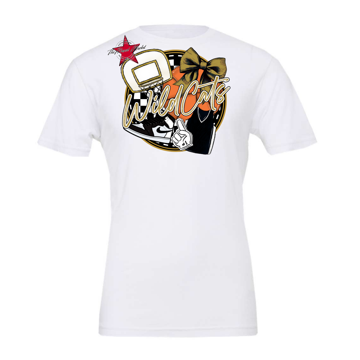 Wildcats Circle Basketball Design-Gold