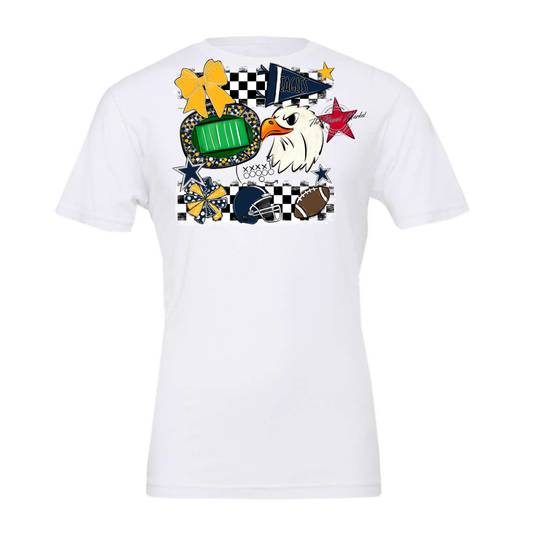 Eagles Checkers Mascot Spirit Design-Navy-Yellow