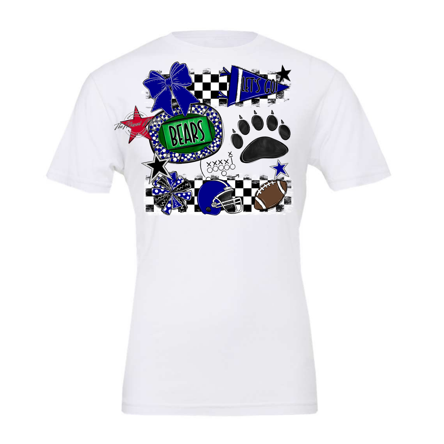 Bears Checker Spirit Design w Paw-Blue