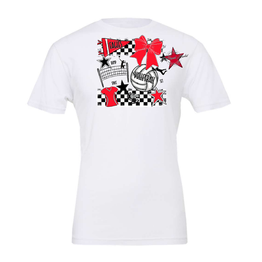 Eagles Volleyball Checkers Design-Red
